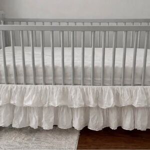 Pottery Barn Kids Elegant White Crib Skirt